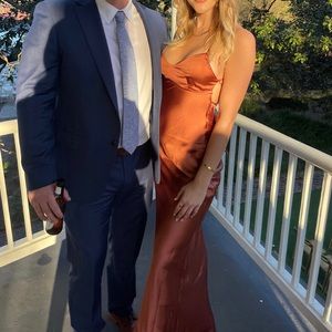 Babyboo Fashion Satin Malika Maxi Dress Rust